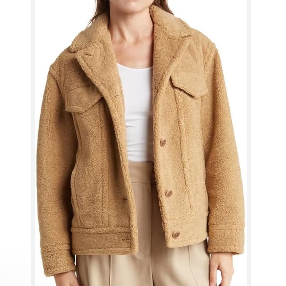 Vince Faux Shearling Teddy Trucker Jacket